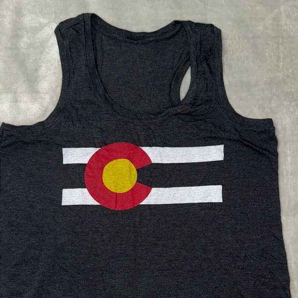 Tops - Graphic Sleeveless Tank Top - Charcoal